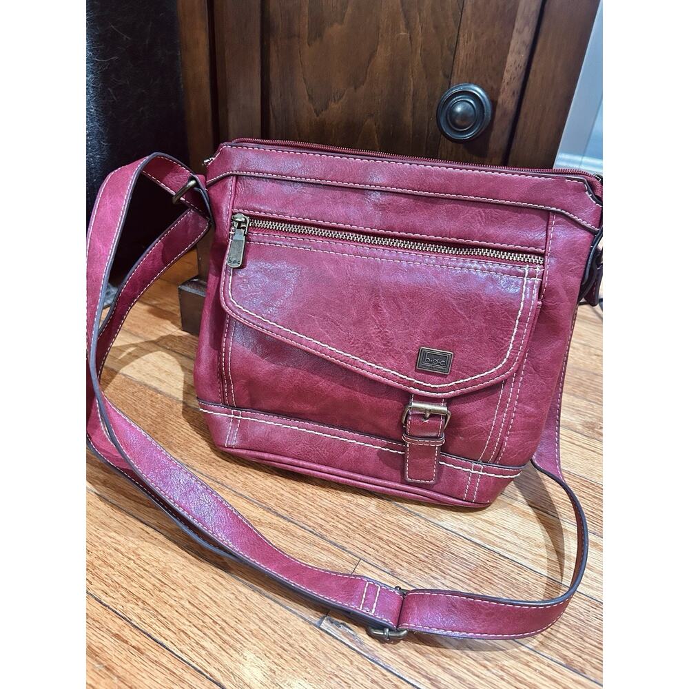 B.O.C. Born Concept Crossbody Shoulder Handbag Purse Wine/Burgundy‎ Faux Leather